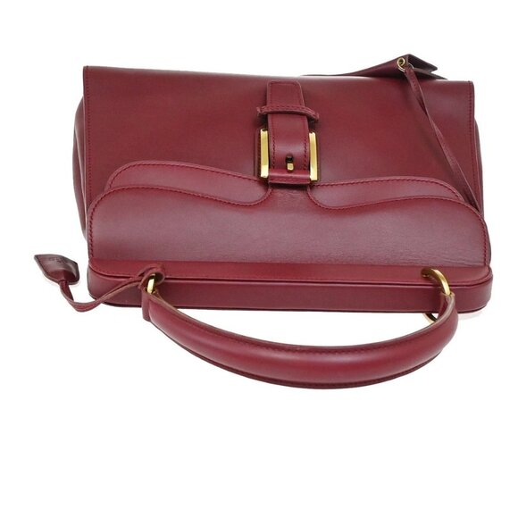 GUCCI Logo Top Handle Shoulder Hand Bag Leather Red GHW Italy - Picture 7 of 16